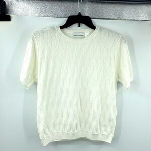 Alfred Dunner knit cream textured light weight sweater blouse Size Medium